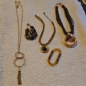 Gold-Tone Women’s Multi Necklace & Bracelet Set